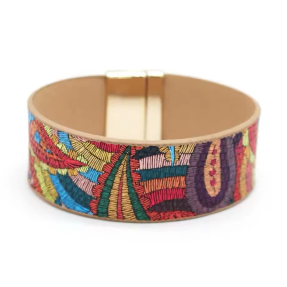 Galilea - High Quality Ethnic Wrap Leather Bracelet ( Red )